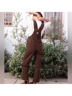 Brown Cotton Twill Overalls Jumpsuit